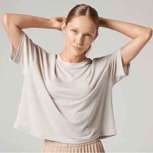 Allbirds TrinoXO Short Sleeve Tee Large Neutral Beige Boxy Soft Tee